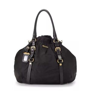 Prada Tessuto Nylon and Saffiano Leather gathered tote bag 100% authentic